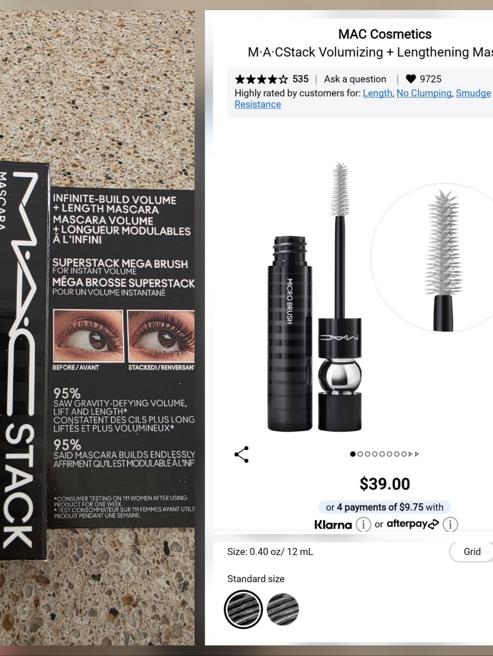 MAC Cosmetics Stack Volumizing + Lengthening Mascara — Black